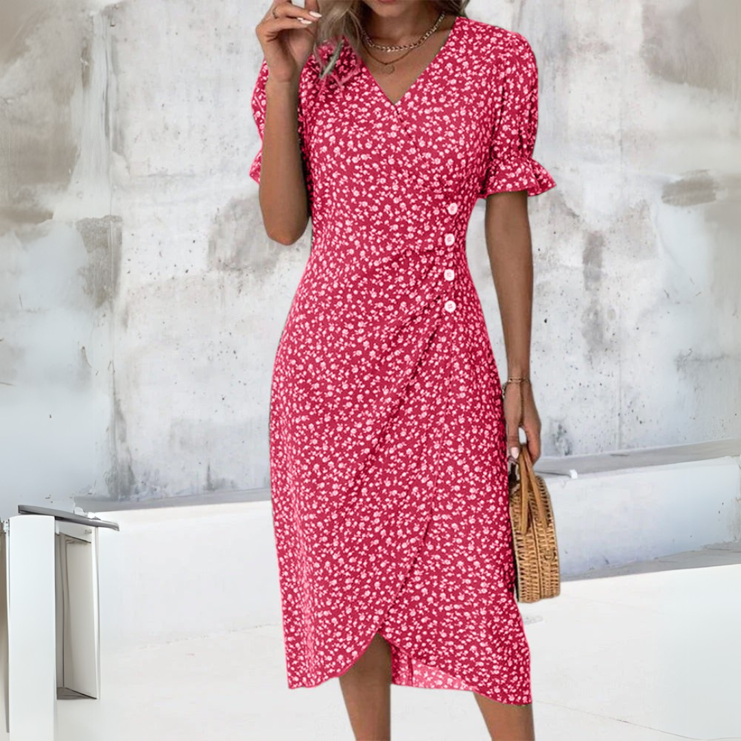Helena | Robe midi élégante avec motif floral