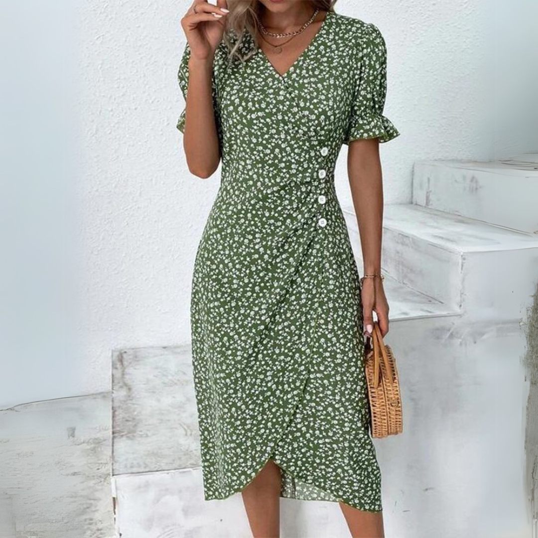 Helena | Robe midi élégante avec motif floral