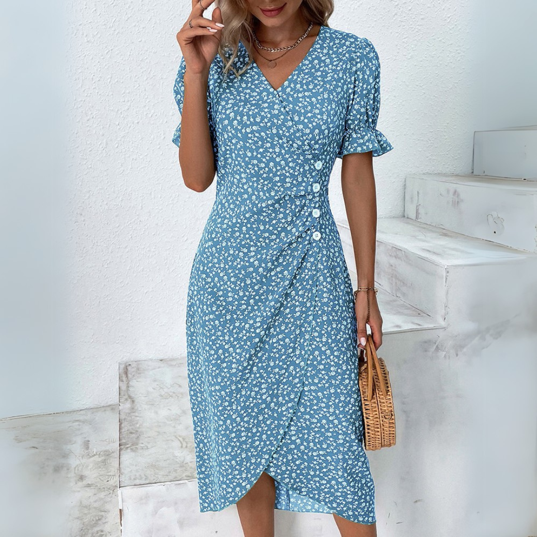 Helena | Robe midi élégante avec motif floral