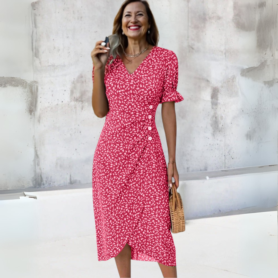 Helena | Robe midi élégante avec motif floral