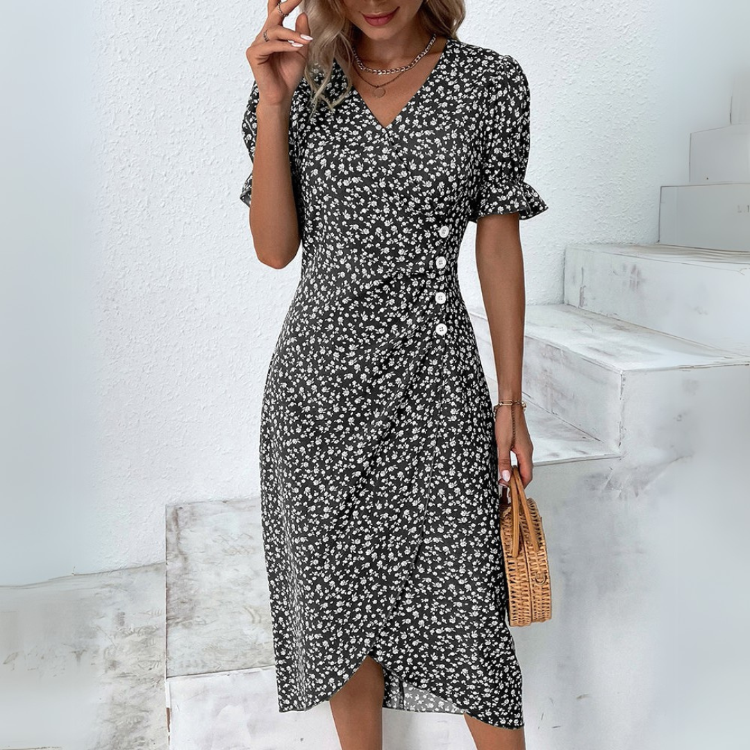 Helena | Robe midi élégante avec motif floral