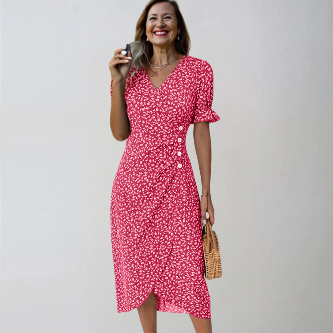 Helena | Robe midi élégante avec motif floral