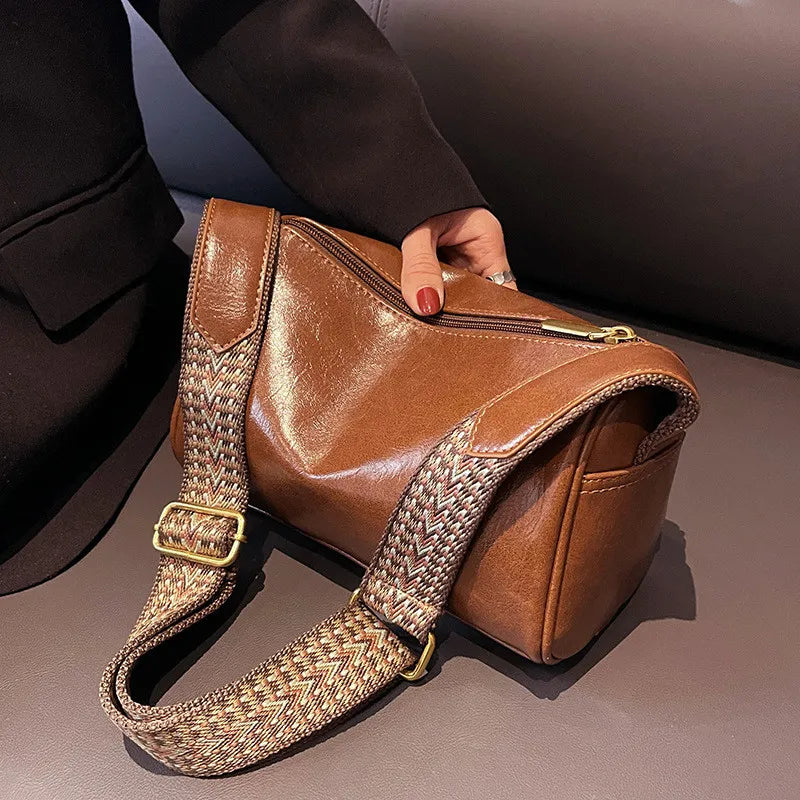 Trine™ | Sac Vintage en Cuir avec Bandoulière et Sangle Tissée Réglable