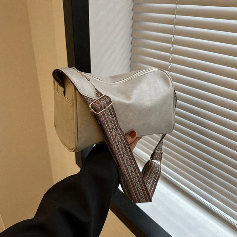 Trine™ | Sac Vintage en Cuir avec Bandoulière et Sangle Tissée Réglable