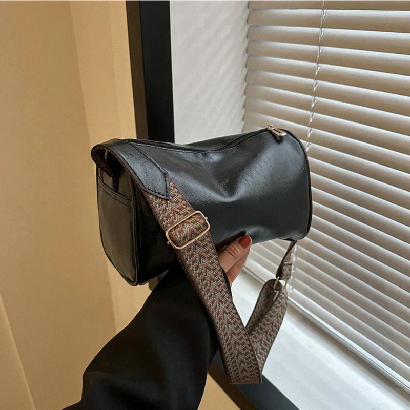 Trine™ | Sac Vintage en Cuir avec Bandoulière et Sangle Tissée Réglable