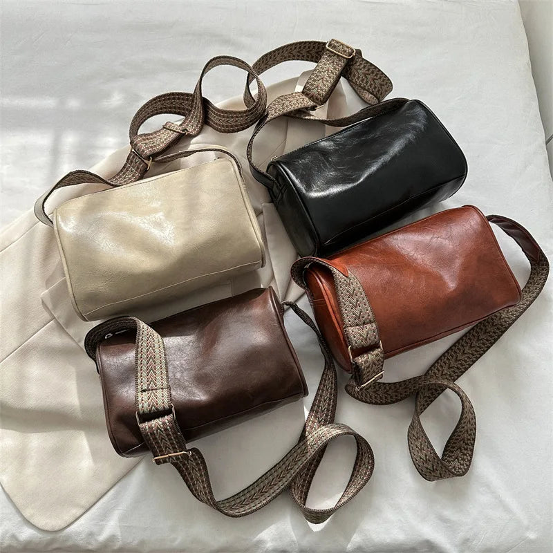 Trine™ | Sac Vintage en Cuir avec Bandoulière et Sangle Tissée Réglable