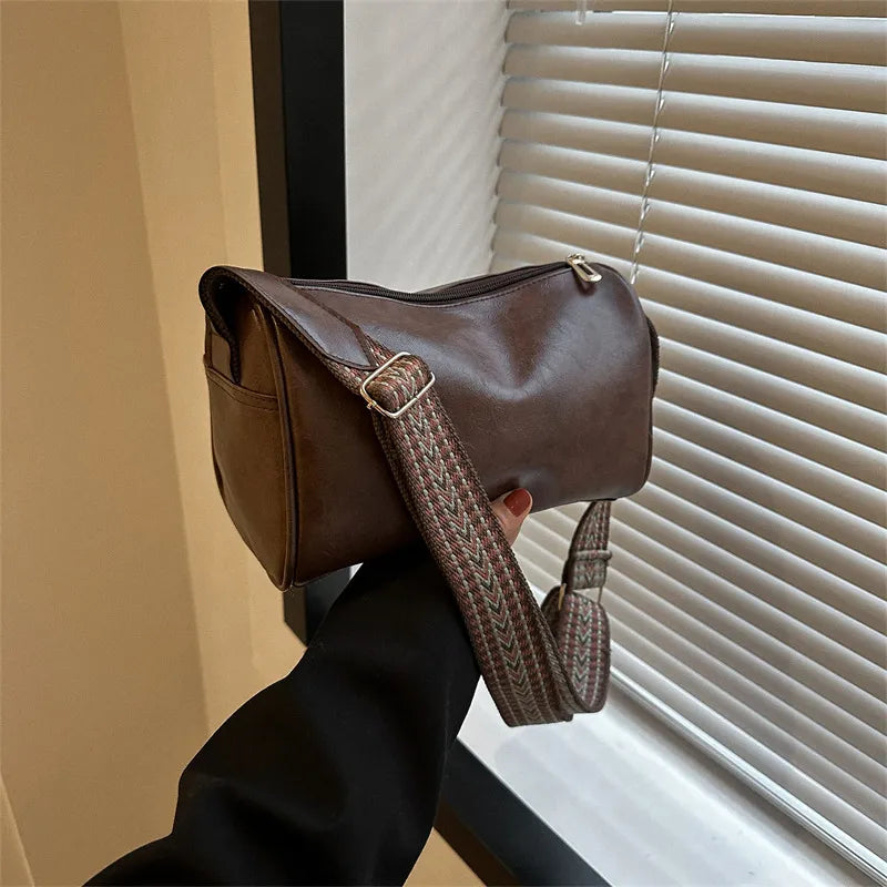 Trine™ | Sac Vintage en Cuir avec Bandoulière et Sangle Tissée Réglable