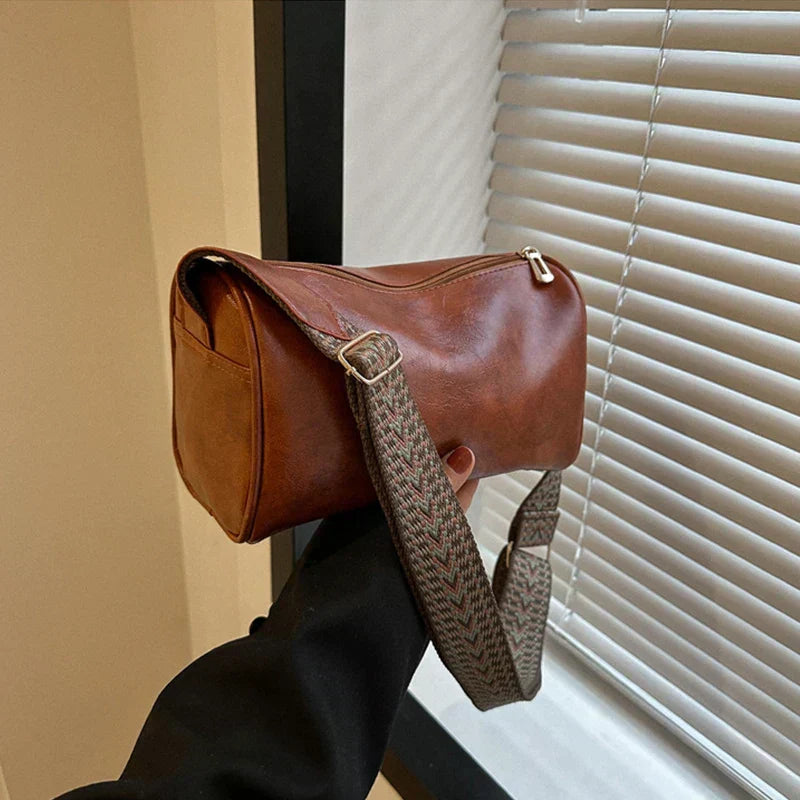 Trine™ | Sac Vintage en Cuir avec Bandoulière et Sangle Tissée Réglable