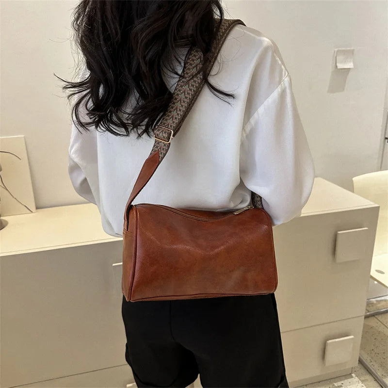 Trine™ | Sac Vintage en Cuir avec Bandoulière et Sangle Tissée Réglable