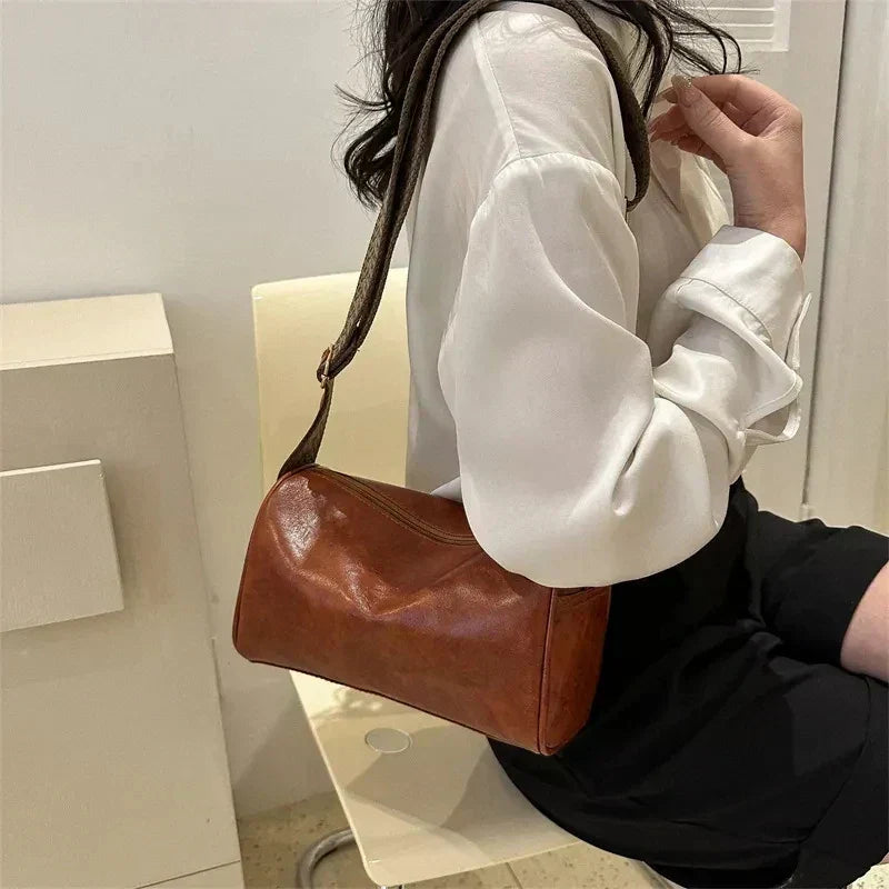 Trine™ | Sac Vintage en Cuir avec Bandoulière et Sangle Tissée Réglable