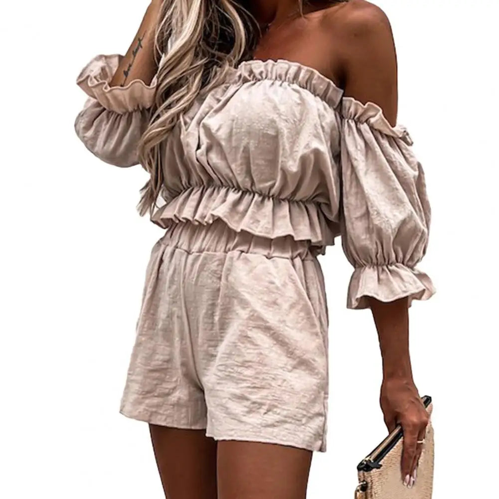 Ensemble Azur | Top off-shoulder, short taille haute